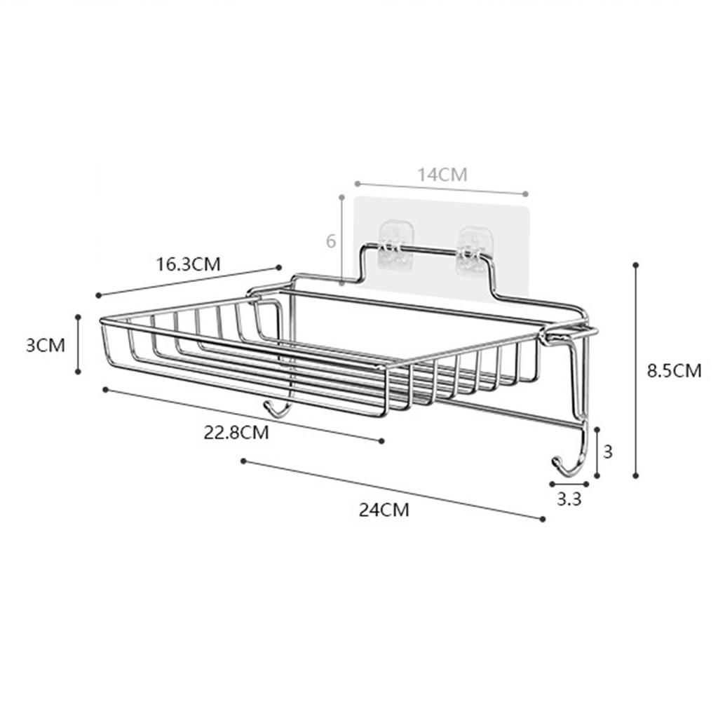 Stainless Steel Soap Bar Holder No Drilling Wall Mounted Adhesive Patch Kitchen Sponge Holder for Bathroom