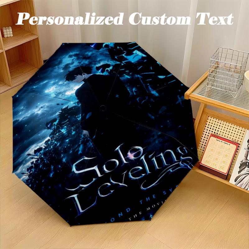 Portable Auto Folding Umbrella,Solo Leveling 8 Rib Waterproof Umbrella For Camping Commute