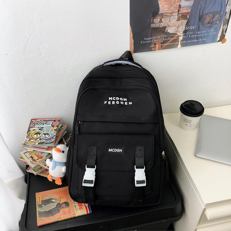 

Повседневный школьный рюкзак для ученика средней школы, новый, большой вместимости, простой и модный рюкзак для студента колледжа, рюкзак для активного отдыха и путешествий single package чёрный