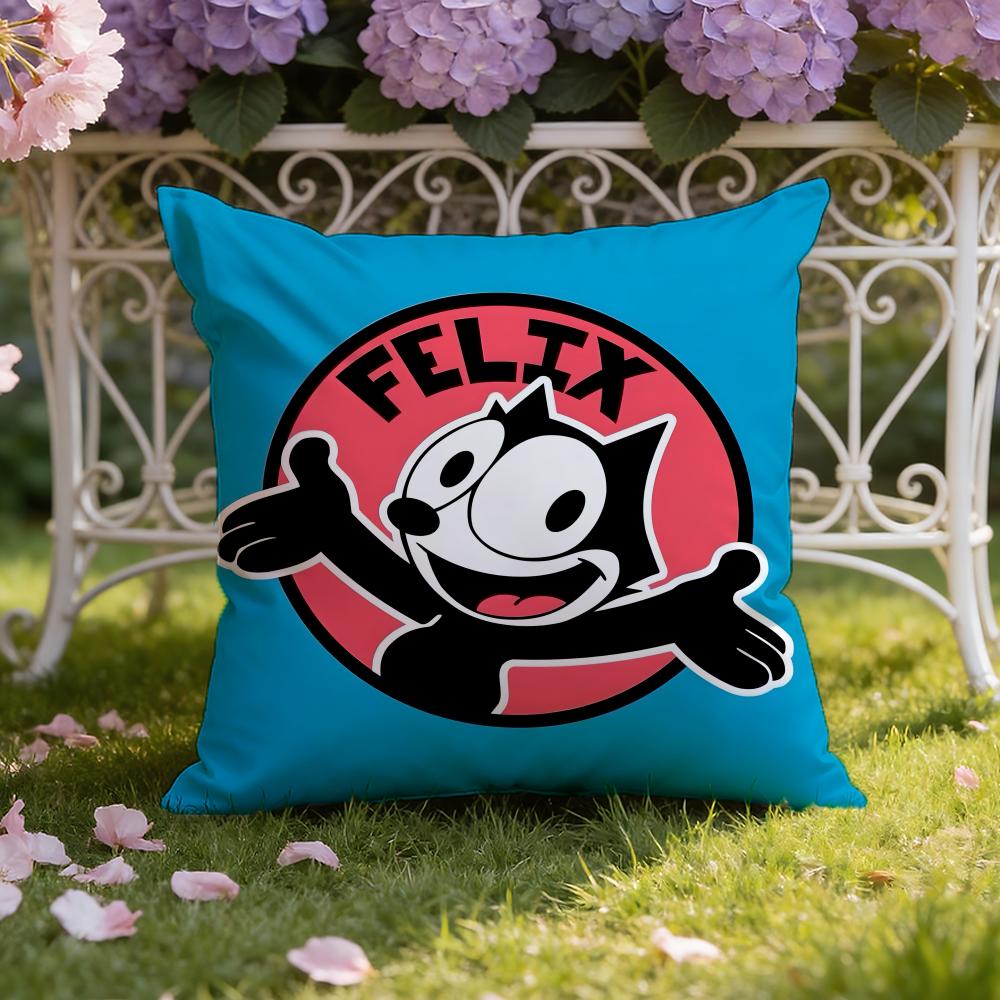 Cartoon F-Felix the Cat Cushion Cover Home & Car Dual-Scene Pillow Cover: Reversible for Premium Comfort