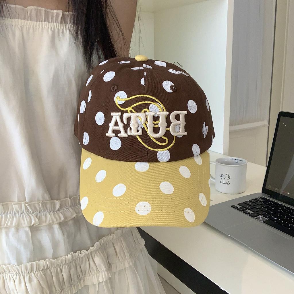 American Retro Polka Dot Baseball Cap Year Contrasting Color Three-Dimensional Embroidery Showing Face Small Sunshade Female Cap