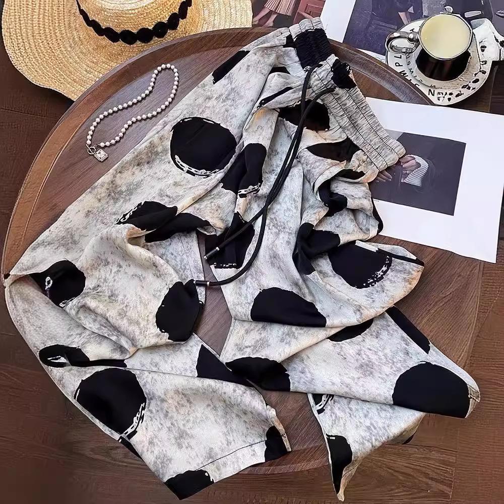 Temperatur Lässige Retro Polka Dot Weitbeinige Hose Neues Design Locker Vielseitig Schlank Lässige Hose für Damen