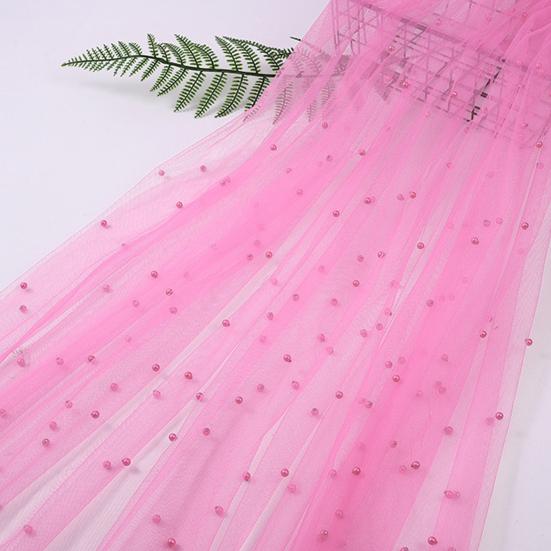 Faux Pearl Table Runner Tulle 118 X 28 Inch Sheer Gauze Fabric for Wedding Birthday Party Baby Shower Anniversary Dining Table Decor