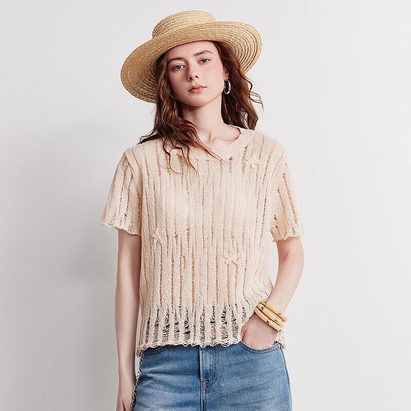 Women's Summer Hollow Knit Short Sleeve Top