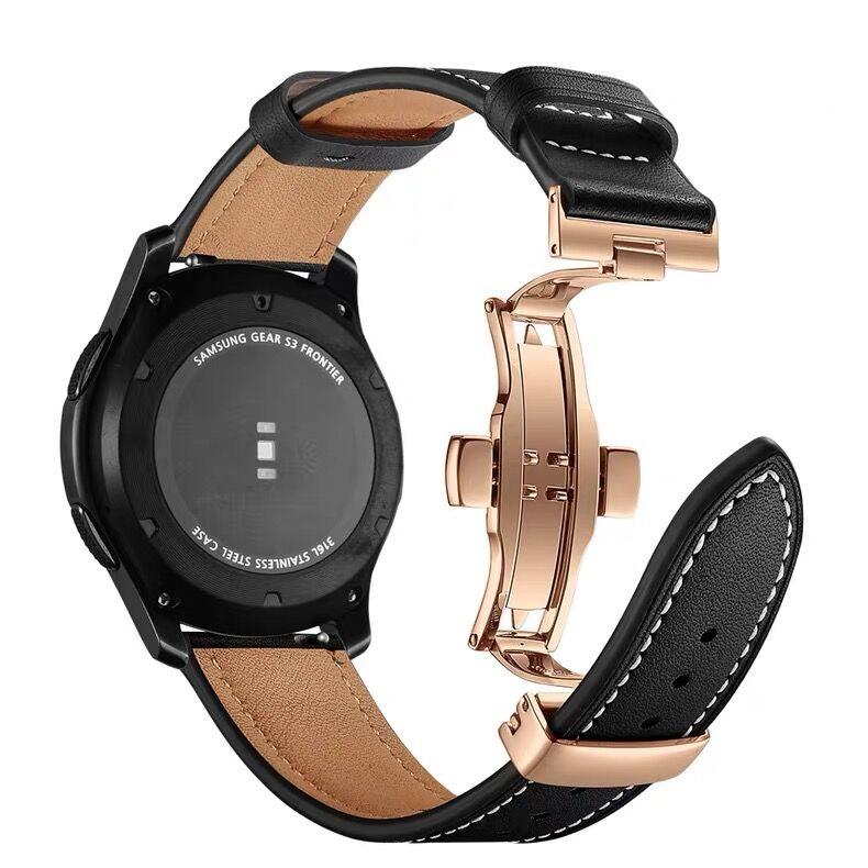 20mm 22mm Leather Band For Samsung Galaxy watch 7 4 6 Classic/5 pro/Active 2/3/42mm/46mm 44mm bracelet Huawei GT/2/4/3 Pro strap