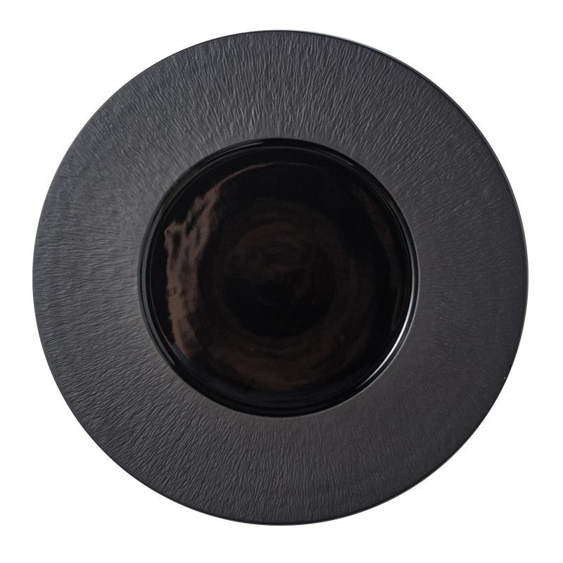 High-End Black Western Food Plate Creative Ceramic Plate Wedding Dining Plate Light Luxury Steak Plate Hotel Plate Tableware