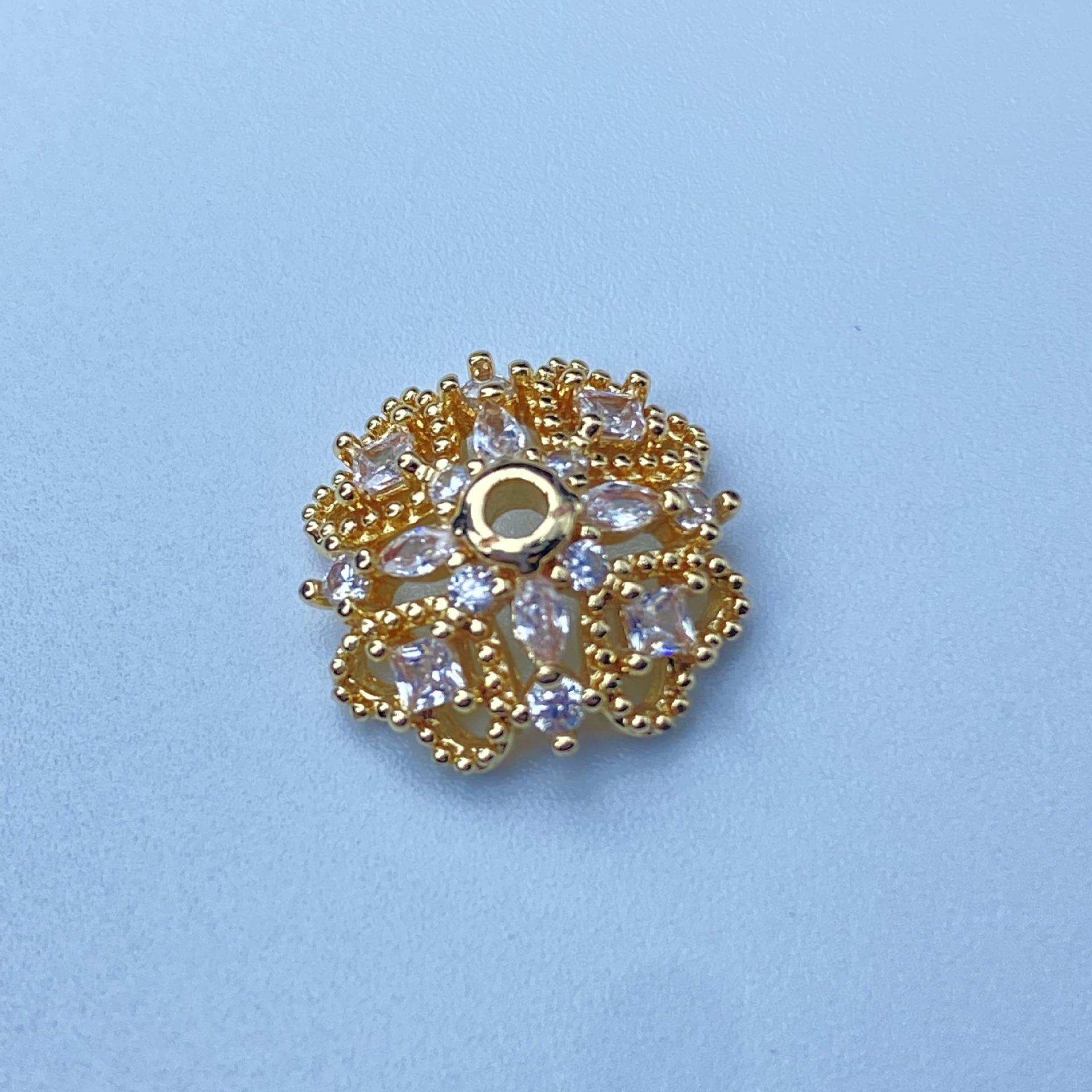 14K Gold Plated Zircon Inlaid Flower Bracelet Necklace DIY Jewelry Accessories