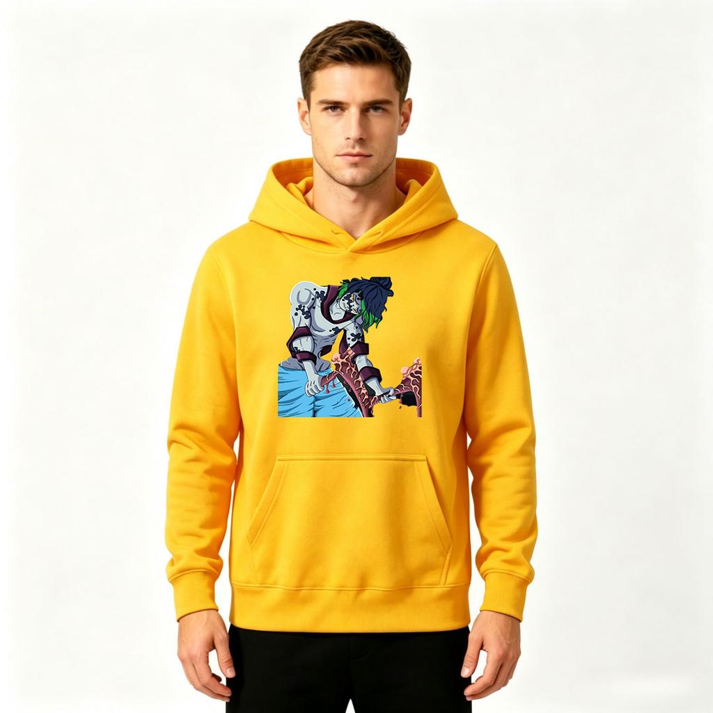 Men Anime Print Pullover Hoodie Casual Long Sleeve Streetwear Sweatshirt