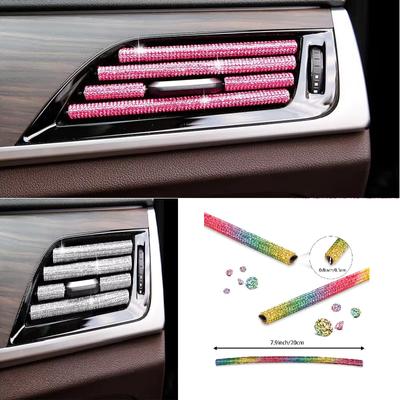 5 Pack Rhinestone Car Accessories Car Air Conditioner Ventilation Decoration Car Air Outlet Protective Strips Bendable