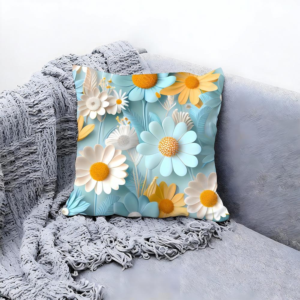 Pretty D Flower Pattern Decor Cushion Cover Premium Comfort Reversible Pillow Cove In One Design for Any Room  Car Interior
