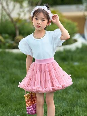 Vestido Tutú de Malla de Princesa para Niñas - Falda Suave, Abullonada, Transpirable para Niñas