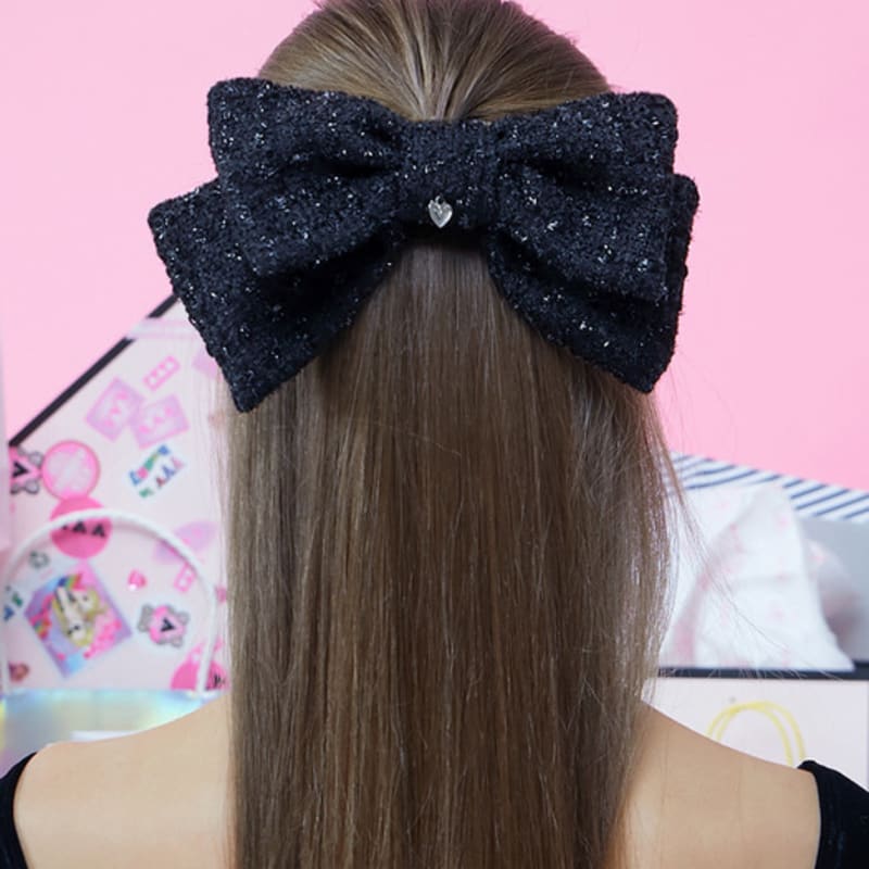 

VVV Check Glitter Tweed Ribbon Hairpin_Black BLACK