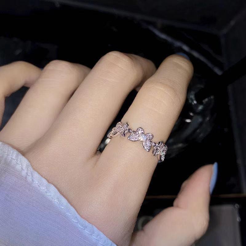 Fashion for Butterfly Rings Shiny Adjustable Finger Ring Girls Minimalist Dainty Jewelry Gift for Women Teen Girl Valent