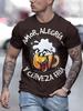 Cartoon Beer Print Men's T-shirt Street Style Men's Urban Fashion Short-sleeved Top Summer Everyday Casual Men's T-shirt