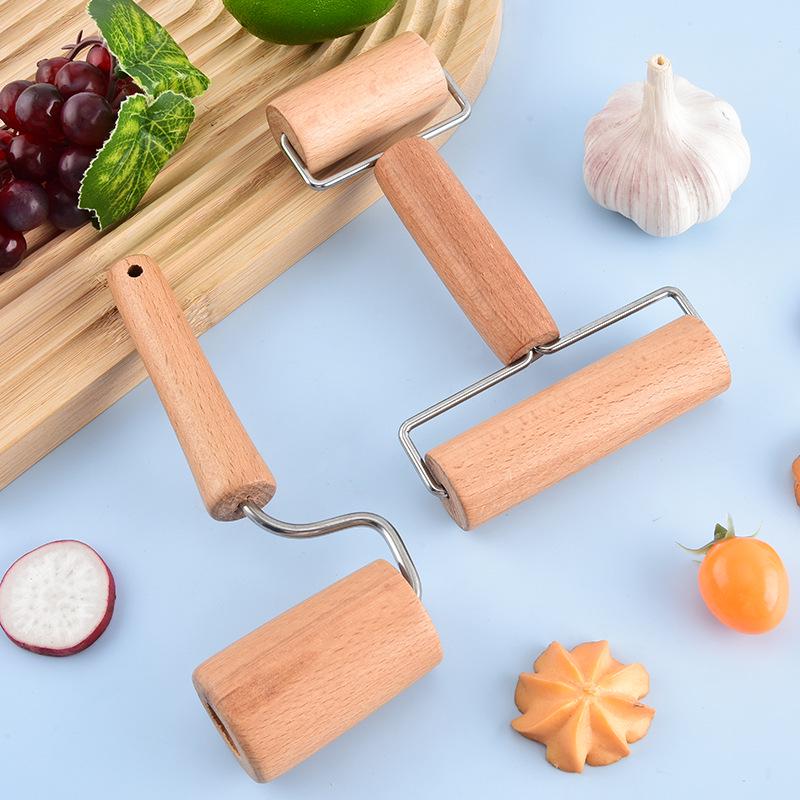 Beech Wood Double-Ended Rolling Pin - Handheld Dumpling Skin Roller and Baking Tool