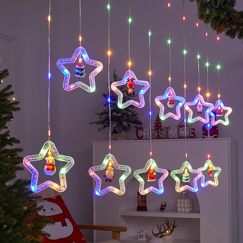 Christmas Decoration Atmosphere Lights Star Christmas Tree Round Colorful Curtain Lights Surprise Party Hotel Creative Decoration Lights