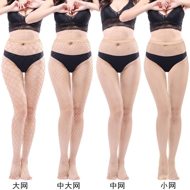 Women Sexy Solid Hollow Out Lace Plus Size Fishnet Long Pantyhose