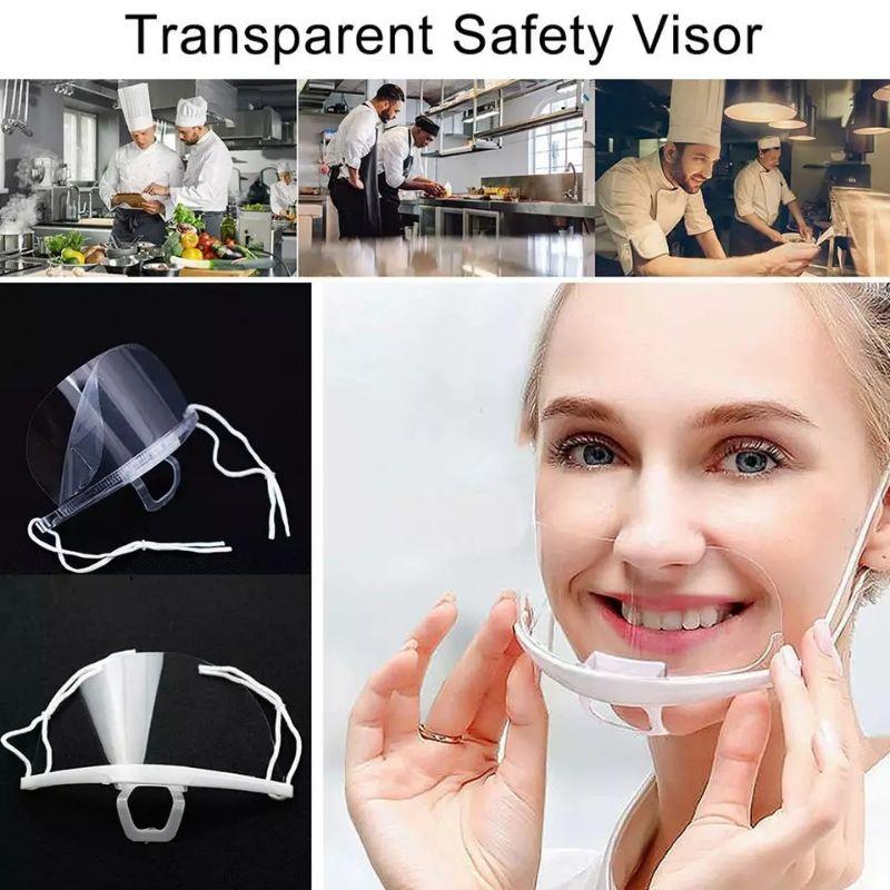 Easy Wear Transparent Anti Fog Mouth Shield 10/30/50PCS Reusable Clear Face Cover for Catering Bar Staff
