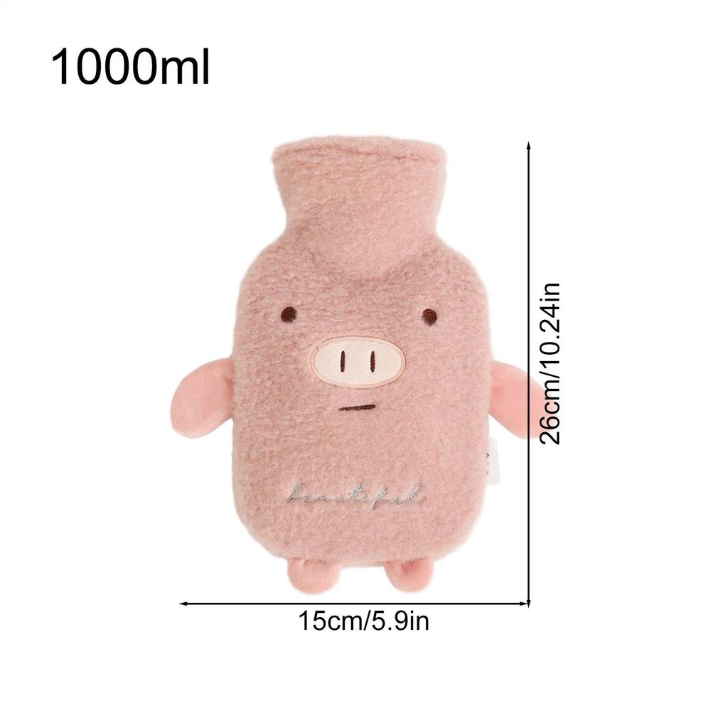 Hot Bottle 1L Leak Proof Soft Cartoon Pack Hot Water Bottle With Soft Cover For Legs Hands Shoulders Neck Back Travel School