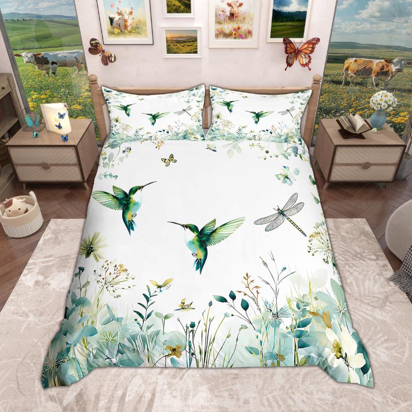 Homewish Cardibal Bird Hummingbird Duvet Cover Set 2Pcs/3Pcs Merry Christmas Bedding Wild Animal Wildlife Quilt Cover Set