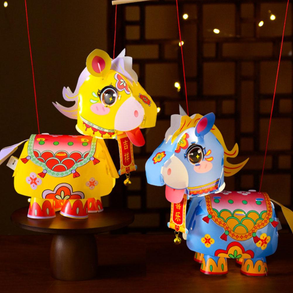 PVC Horse Year Decorative Lantern Cartoon Pony Chinese Style 2026 New Year Lantern Hanfu Accessories Lantern Photo Props