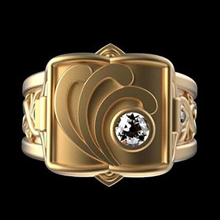Stylish Men'S Copper Ring Hip Hop Punk, Creative Box Flip Ring