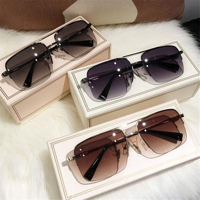 Semi-Rimless Brown Sunglasses Uv Protection Specifically Designed For Driving Square Shape Sun Glasses Outdoor Classic