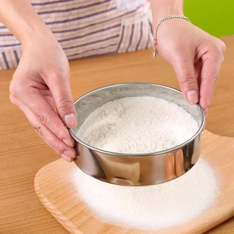

Kitchen Useful Small Tools Multifunctional Manual Flour Mesh Powder Stainless Steel Flour Sieve Practical Durable Accessories