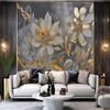 Modern Flower Wallpaper Gold Leaf Flower Mural Living Room Bedroom Wall Mural Home Decor