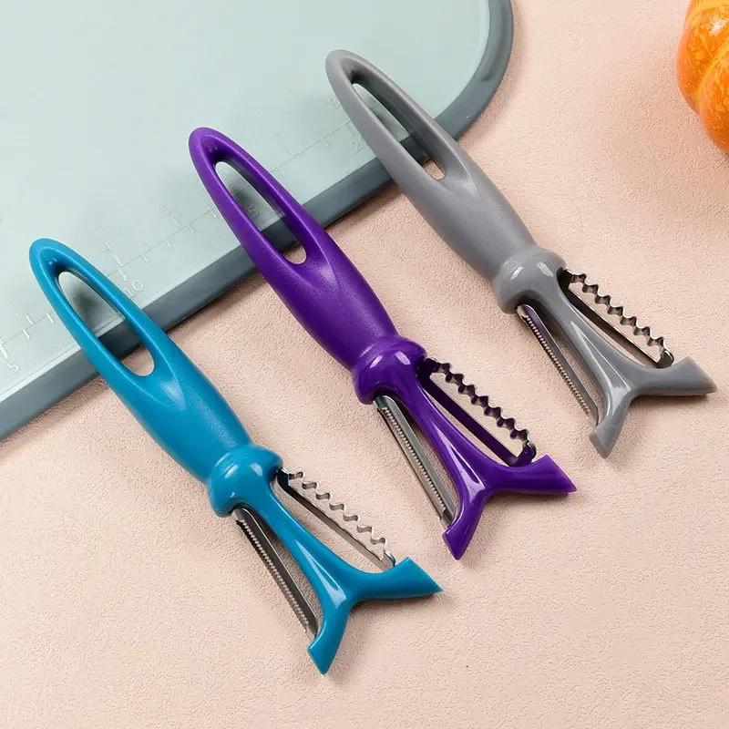 Stainless Steel Peeler Plastic Handle Carrot Cucumber Grater 3 In 1 Multi-Function Apple Potato Zesters Kitchen Vegetable Tools