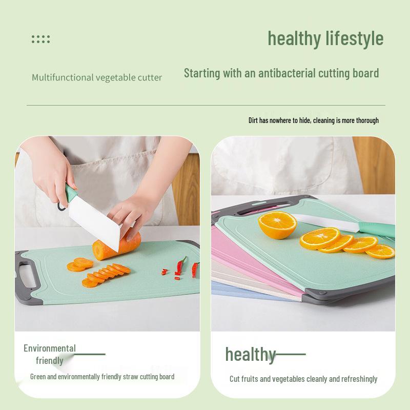 Wheat Straw Antibacterial Double-Sided Cutting Board for Raw and Cooked Foods