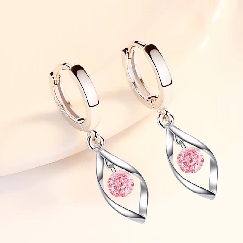 

Zirconia Silver Women s Dangle Earrings with Rotating Love Pearl