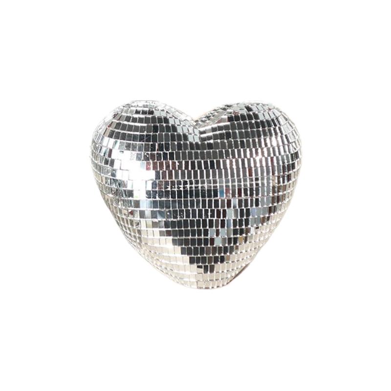 Valentines Day Inlaid Glass Heart Shape Discos Ball Nightlight LED Table Lamp Romantics Home Decoration Craft Gift