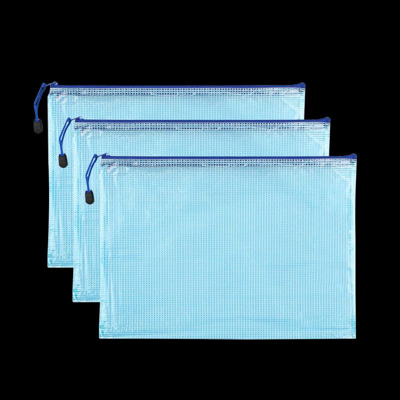 A4 Grid Zipper Bag, File Bag, Transparent Hand-held Storage Bag, Student Stationery Bag, Office Supplies Side-padded Bag