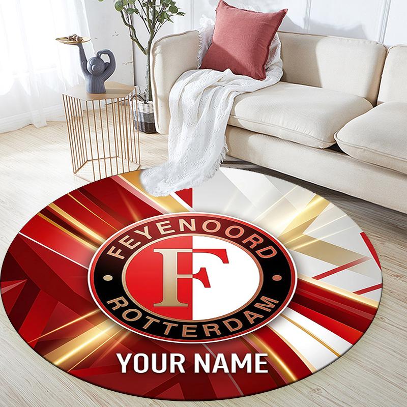 Custom Name Feyenoord Rotterdam2 Round Area Rug,Carpet Rug for Living Room Bedroom Sofa Playroom Decor,Non-slip Floor Mat