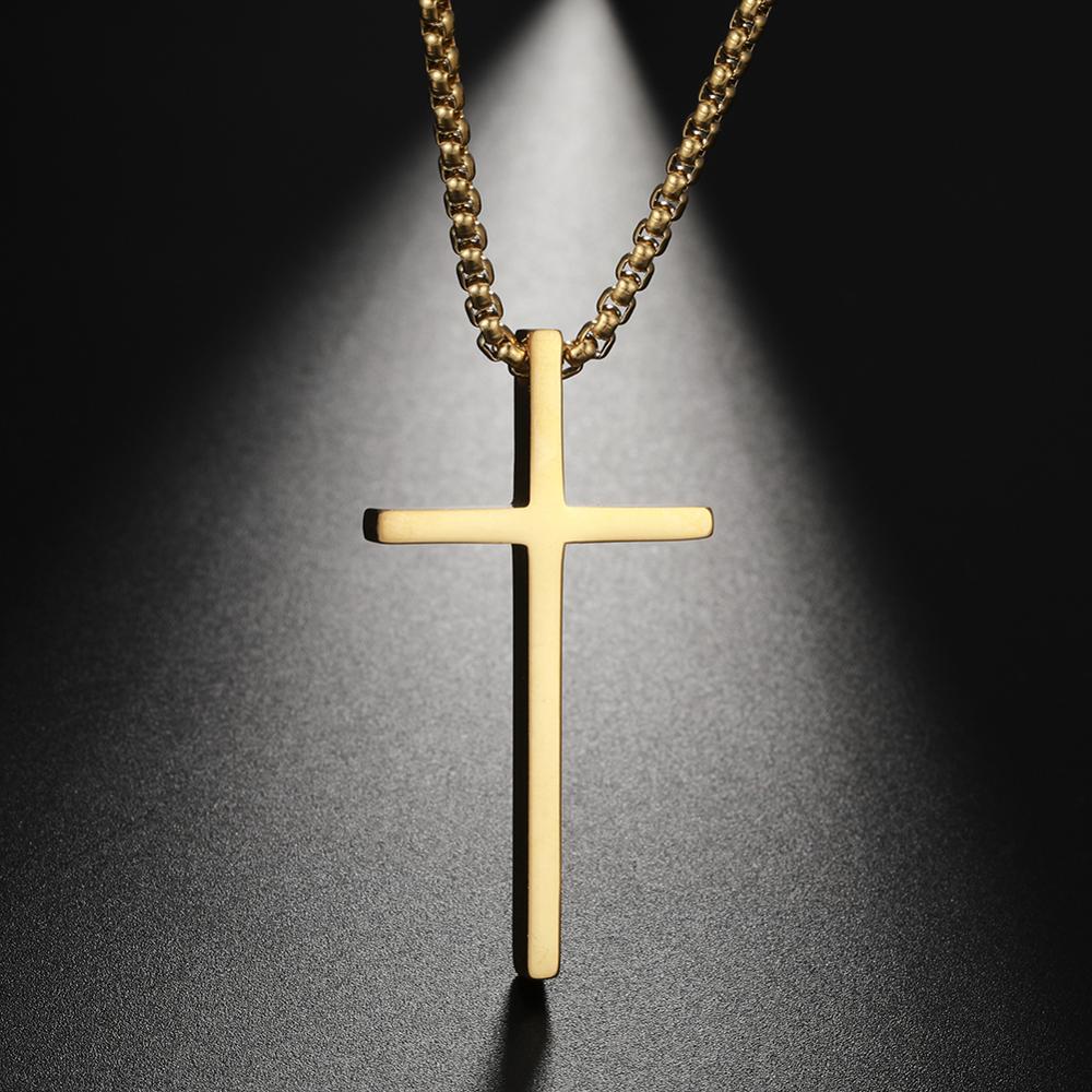 Fashion Cross Pendant Necklaces for Men Women Stainless Steel Punk Charm Box Chains Accessories Party Punk Jewelry Jesus Gift