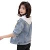 Trendy Women's Spliced Denim Jacket - Spring/Autumn 2025 Korean Loose Fit Short Hooded Style