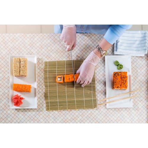 HTB Bamboo Sushi Rolling Mat, 24x24cm, Antibacterial, Wide Mouth, for Sushi Rolls, Ehomaki, Setsubun, and other Setsubun Specials. Green Bamboo Rollin