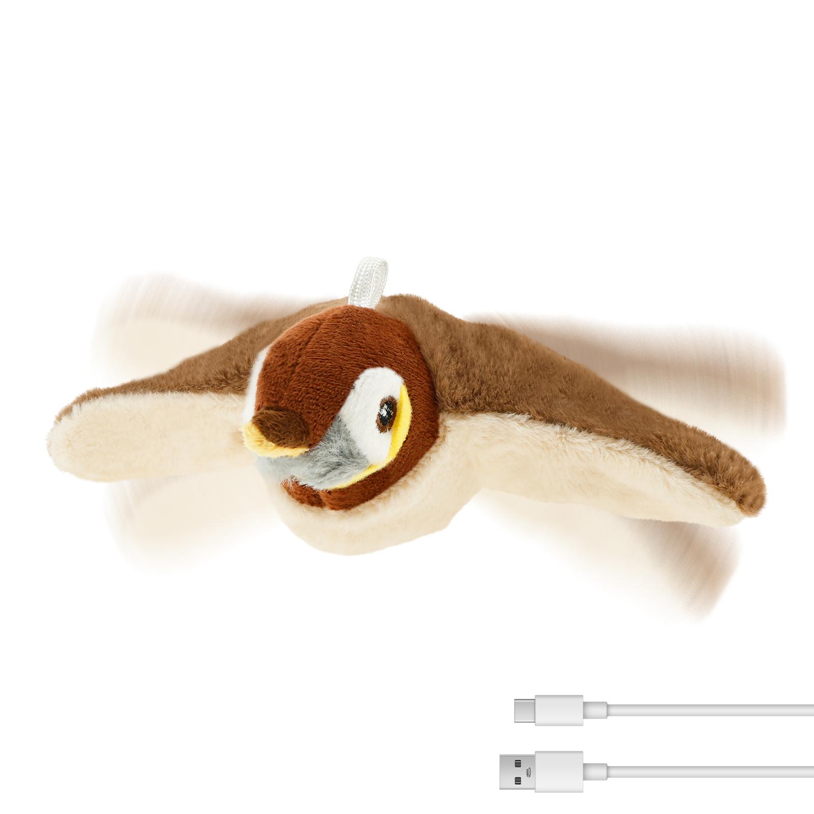 

Bird Cat Toy 500mAh Rechargeable Chirping Toy Interactive Sparrow Flapping Bird Cat Toy Realistic Plush for Cats to Play Alone
