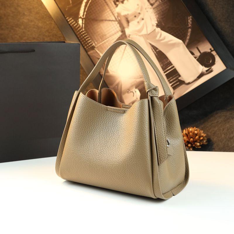 Single Shoulder Messenger Bag Commuter Leather Handbag Premium Niche Design Bucket Bag Vegetable Basket