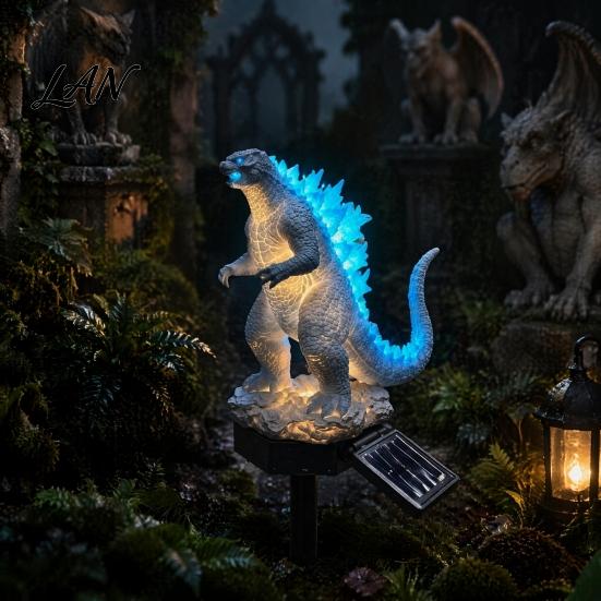 Garden Sasquatch Statue Dragon Solar Light, Outdoor Lamp, Fantasy Creature Sculpture, Pathway Light for Yard Lawn Decor Powered