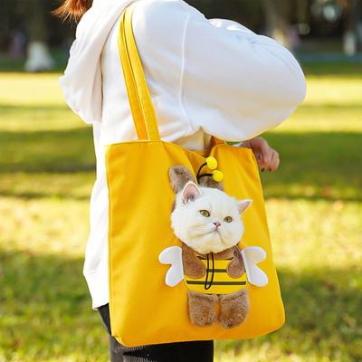 Cat Carrier Pouch Cartoon Pet Carrier Bag Puppy Outgoing Shoulder Purse for Travel Hiking Airplane Camping Indoor Winter