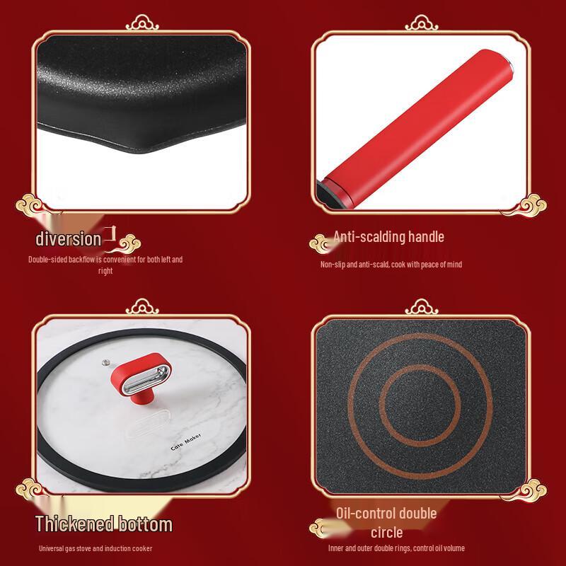 CateMaker Red Phoenix 28cm Non-Stick Wok