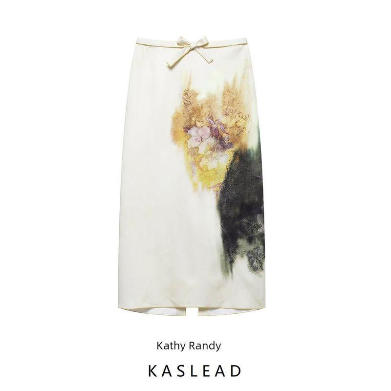 Kaslead New Arrival Women's Clothing Fashion Style Fashion All-Match Blend Print Midi Dress 2903103