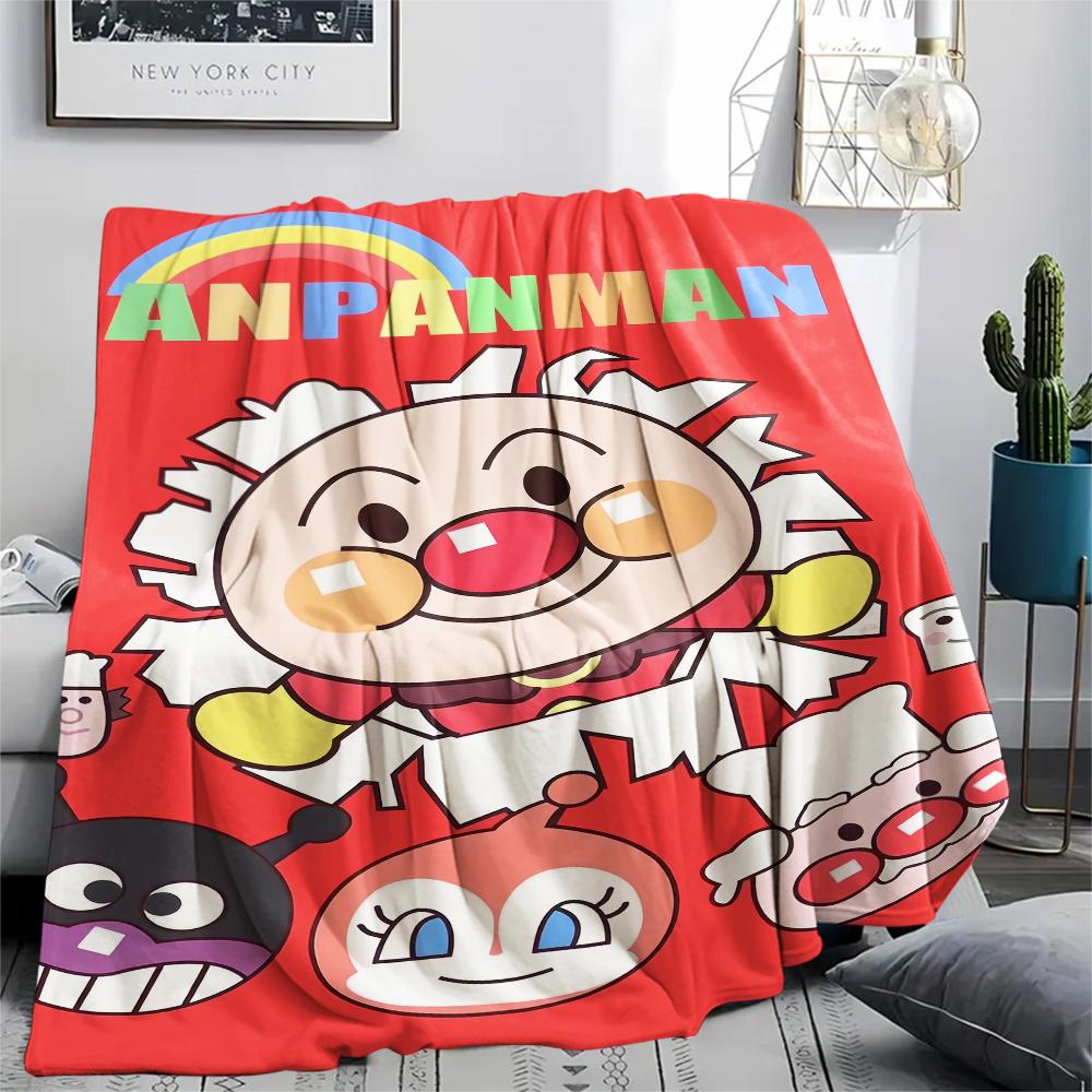 Anpanman Family pattern Flannel Blanket, High quality Comfortable for All Seasons, Home Decor, Warmth and Comfort, Perfect for Gifts.