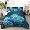 Dinosaur Comforter Set, Dino Dark Blue Eyes 3pcs Bedding Set, Dark Blue Lightweight Bedding Sets for All Season