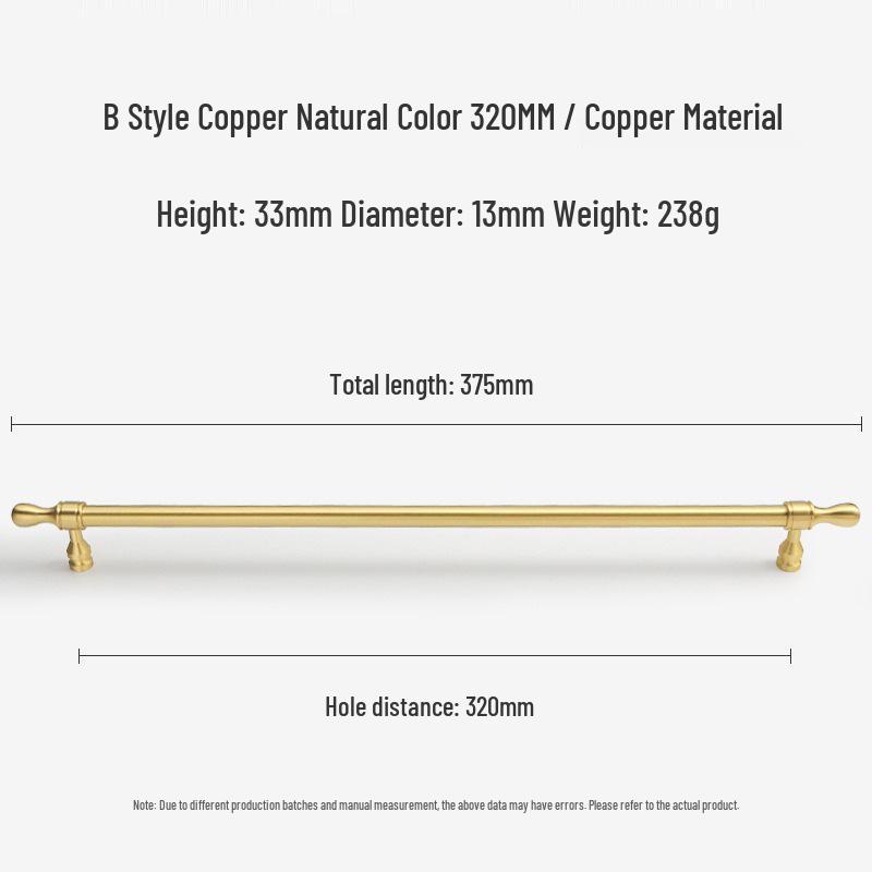 French Light Luxury Gold Brass Drawer Pull Handle