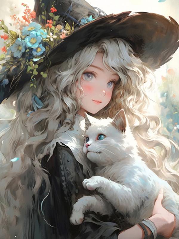 Kittens And Cute Little Girls Personality DIY Full Drill Diamond Decorative Painting