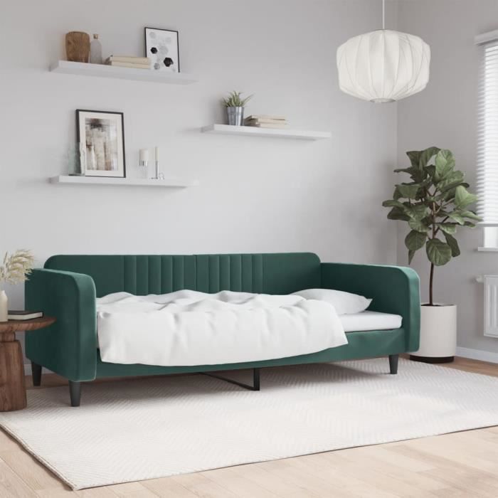 VidaXL Lit de repos vert foncé 100x200 cm velours 354095