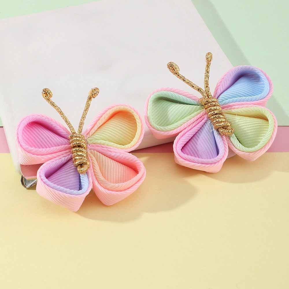 Trendy Handmade Gradient Rainbow Bow Hair Clips for Children